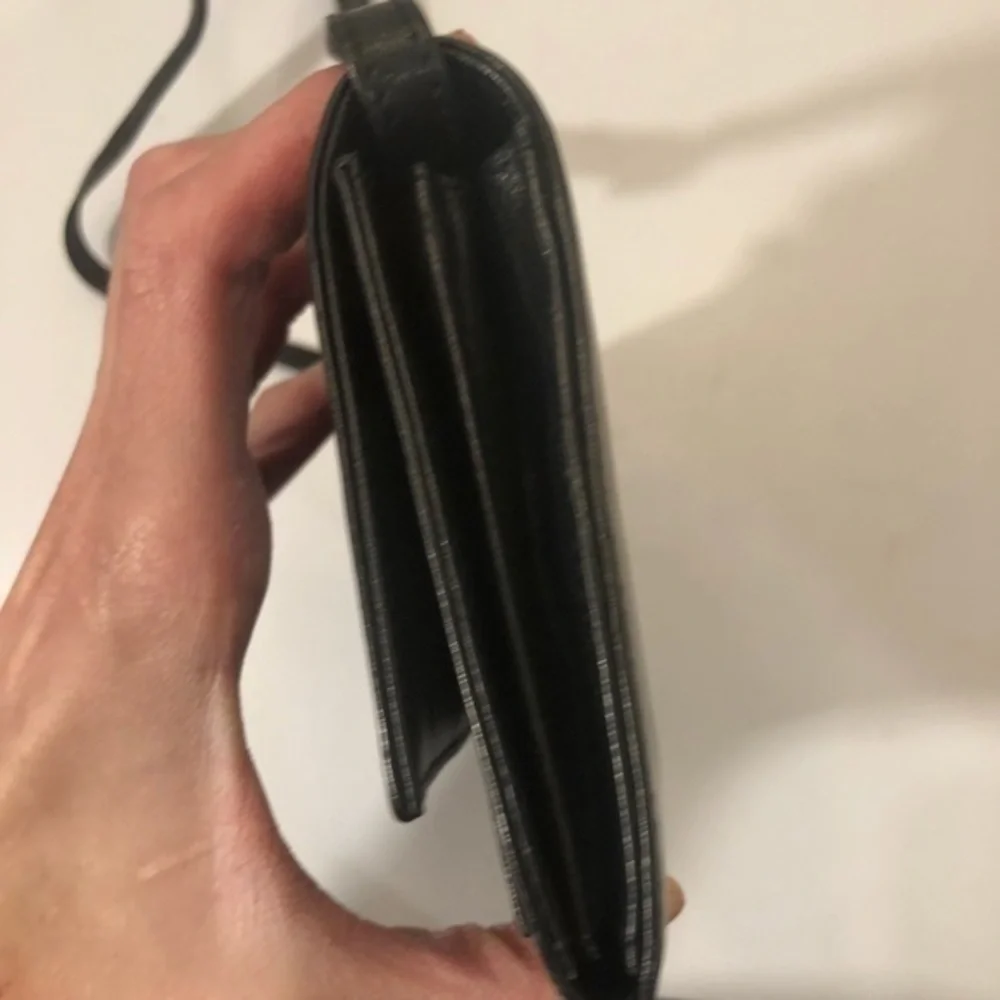 J. Crew black leather organizer bag